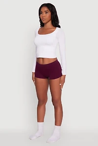 Womens Seamless Ribbed Knit Comfort Boyshort Panty, S