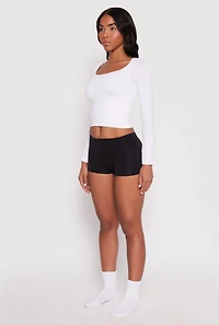 Womens Seamless Solid Boyshort Panty, Black, Size XL