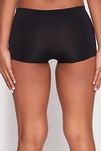 Womens Seamless Solid Boyshort Panty, Black, Size XL