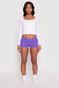 Womens Seamless Boyshort Panty, Purple, Size S
