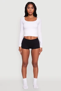 Womens Comfortable and Stylish Seamless Boyshort Underwear, Black, Size S