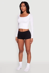 Womens Comfortable and Stylish Seamless Boyshort Underwear, Black, Size S