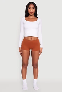 Womens Solid Seamless Boyshort Panty,