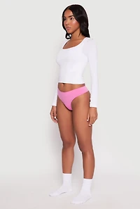 Womens Seamless Basic Solid Thong Panty,