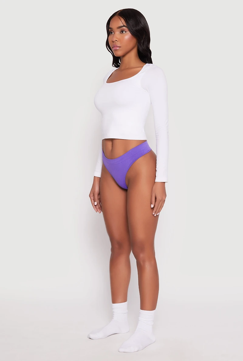 Womens Seamless Thong, Purple, Size XL