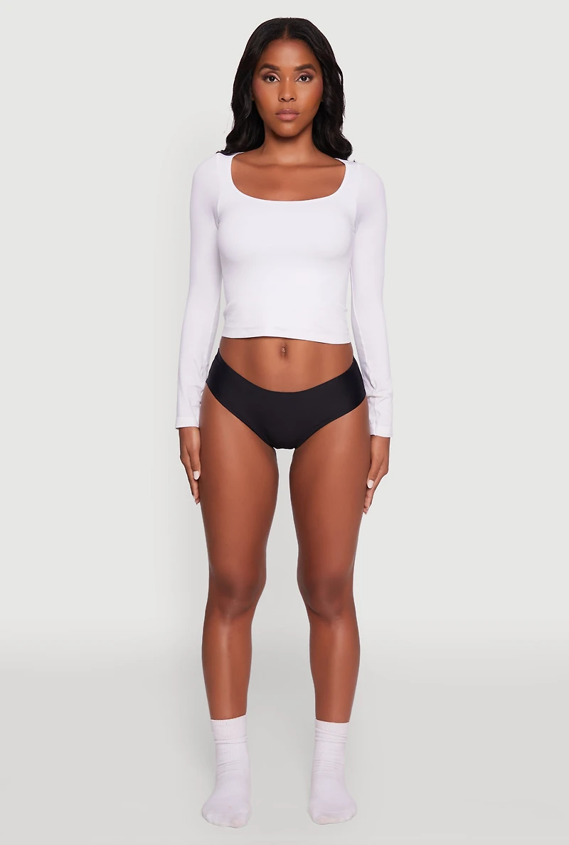 Womens Laser Cut Seamless Hipster Panty, Black, Size M