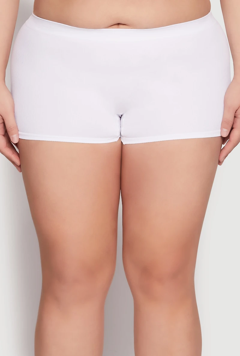 Plus Seamless Rib Knit Boyshort Panty