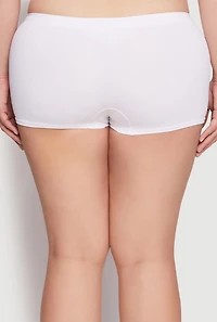 Womens Plus Seamless Rib Knit Boyshort Panty, White,