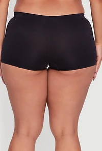 Womens Plus Solid Seamless Rib Knit Boyshort Panty, Black,