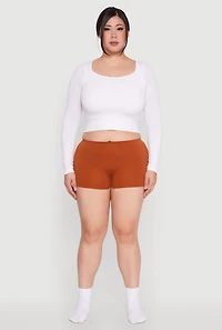 Womens Plus Rib Knit Seamless Boyshort Panty,