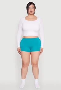Womens Plus Rib Knit Seamless Boyshort Panty, 2X