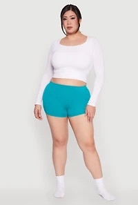 Womens Plus Rib Knit Seamless Boyshort Panty, 2X