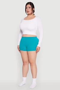 Womens Plus Rib Knit Seamless Boyshort Panty, 2X