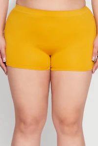 Womens Plus Size Rib Knit Seamless Boyshort Panty, Yellow, Size 2X