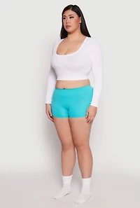 Womens Plus Ribbed Seamless Boyshort Panty, 2X