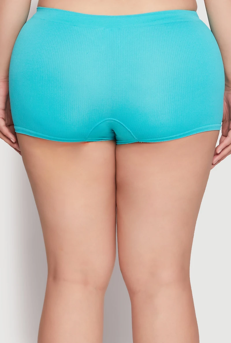 Womens Plus Ribbed Seamless Boyshort Panty, 2X