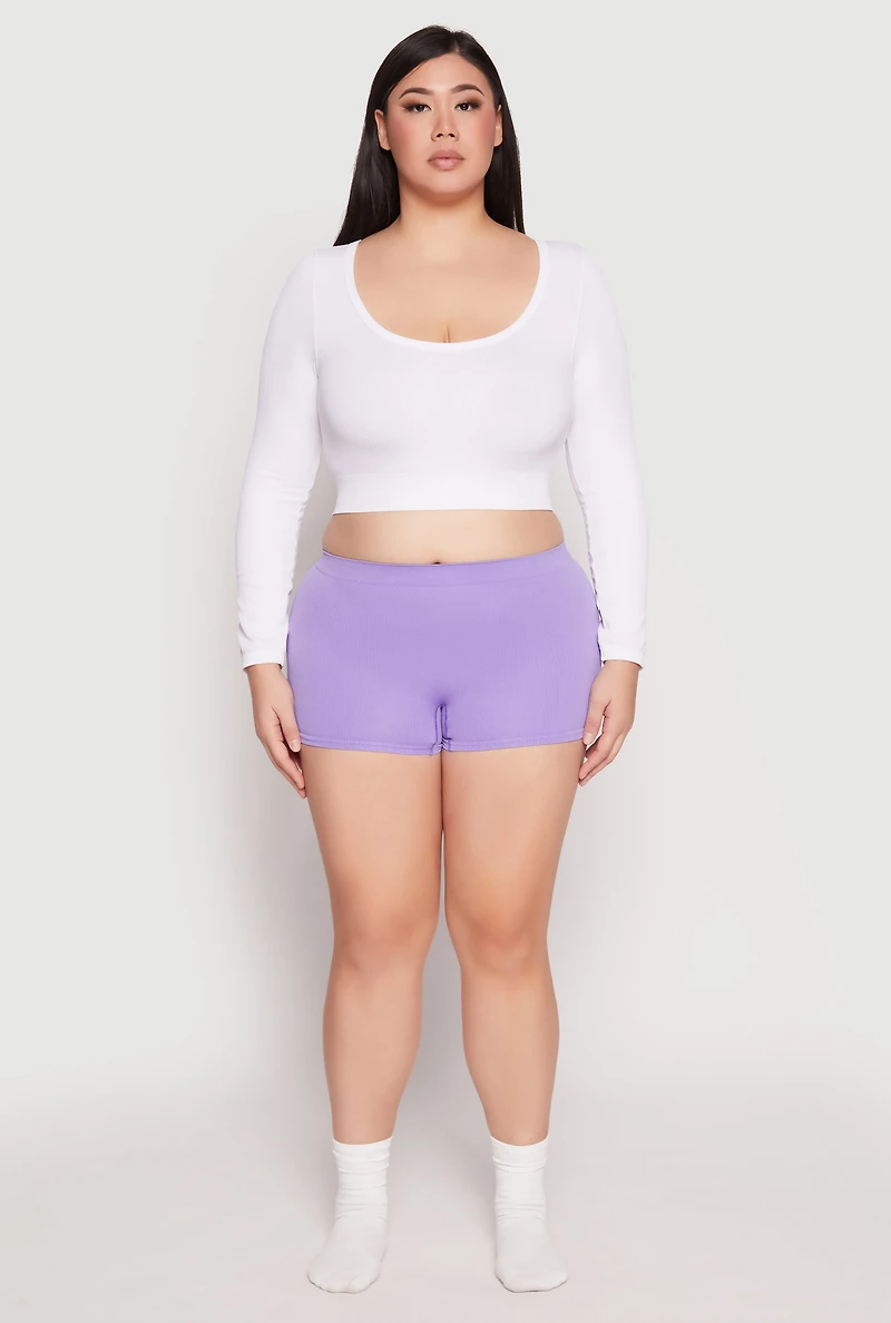 Plus Ribbed Seamless Boyshort Panty