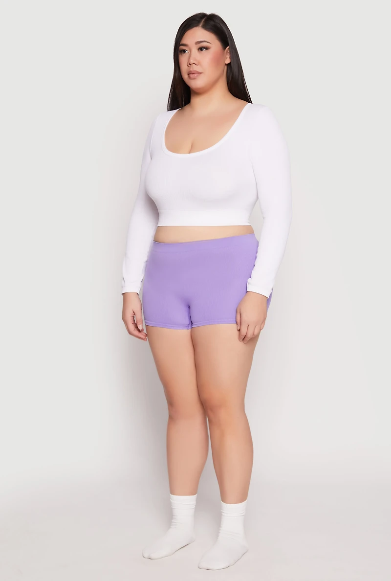 Plus Ribbed Seamless Boyshort Panty