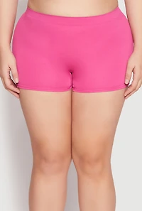 Womens Plus Size Ribbed Seamless Boyshort Panty, Pink, Size 3X