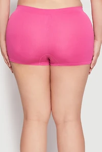 Womens Plus Size Ribbed Seamless Boyshort Panty, Pink, Size 3X
