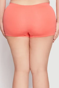 Womens Plus Size Ribbed Seamless Boyshort Panty, Orange, Size 2X
