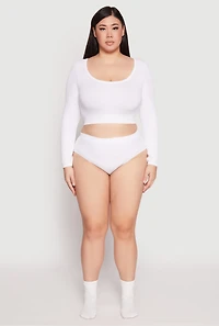 Womens Plus Size Seamless High Waisted Hipster Panty, White, Size 3X