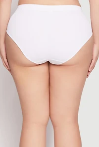Womens Plus Size Seamless High Waisted Hipster Panty, White, Size 3X