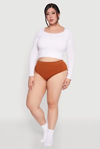 Plus Rib Knit Seamless Hipster Panty