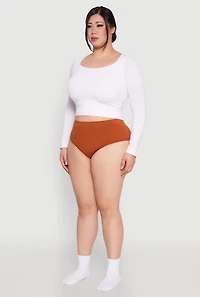 Plus Rib Knit Seamless Hipster Panty