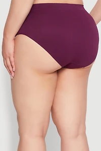 Womens Plus Size Rib Knit Seamless Hipster Panty, Purple, Size 2X
