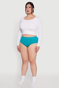 Womens Plus Size Seamless Rib Knit Hipster Panty, Green, Size 2X