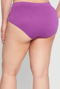 Womens Plus Size Seamless Rib Knit Hipster Panty, Purple, Size 2X