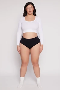 Womens Plus Size Seamless High Waisted Bikini Panty, Black, Size 1X