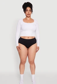 Womens Plus Size Seamless Solid Comfortable Fit Bikini Panty, Black, Size 3X