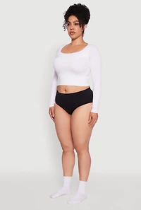 Womens Plus Size Seamless Solid Comfortable Fit Bikini Panty, Black, Size 3X
