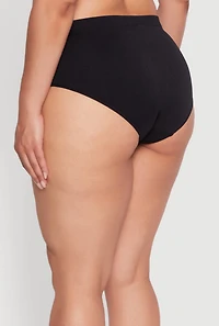 Womens Plus Size Seamless Solid Comfortable Fit Bikini Panty, Black, Size 3X