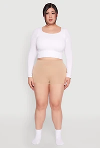 Womens Plus Size Seamless Solid Boyshort Panty for Comfortable Fit, Beige, Size 2X