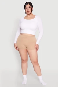 Womens Plus Size Seamless Solid Boyshort Panty for Comfortable Fit, Beige, Size 2X