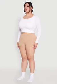 Womens Plus Size Seamless Solid Boyshort Panty for Comfortable Fit, Beige, Size 2X