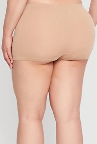 Womens Plus Size Seamless Solid Boyshort Panty for Comfortable Fit, Beige, Size 2X