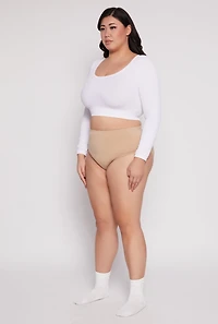 Womens Plus Size Seamless High Waist Brief Panty, Beige, Size 2X