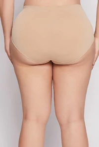 Womens Plus Size Seamless High Waist Brief Panty, Beige, Size 2X