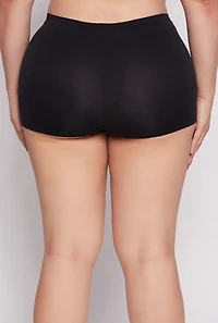 Womens Plus Size Seamless Solid Boyshort Panty, Black, Size 1X
