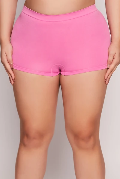 Womens Plus Size Seamless Boyshort Panty, Pink, Size 3X