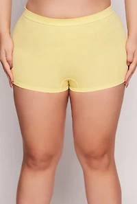 Womens Plus Size Seamless Boyshort Panty, Yellow, Size 3X