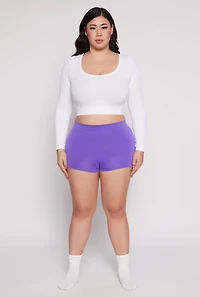 Womens Plus Size Seamless Boyshort Panty, Purple, Size 2X
