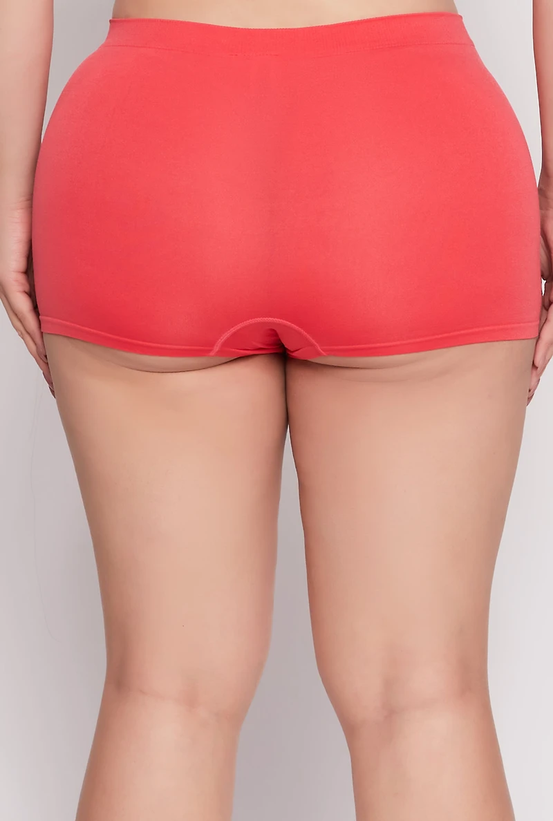 Womens Plus Size Seamless Boyshort Panty, Orange, Size 2X