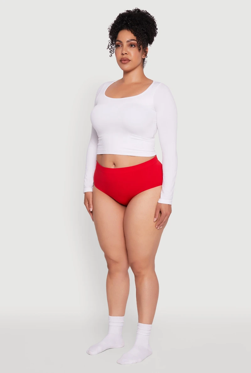 Womens Plus Size Comfortable Seamless Underwear, Red, Size 2X