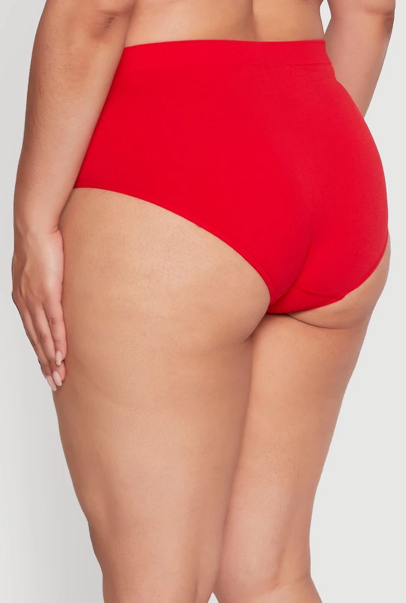 Womens Plus Size Comfortable Seamless Underwear, Red, Size 2X
