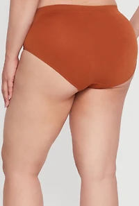 Womens Plus Size Seamless High Waisted Solid Bikini Panty, Brown, Size 2X